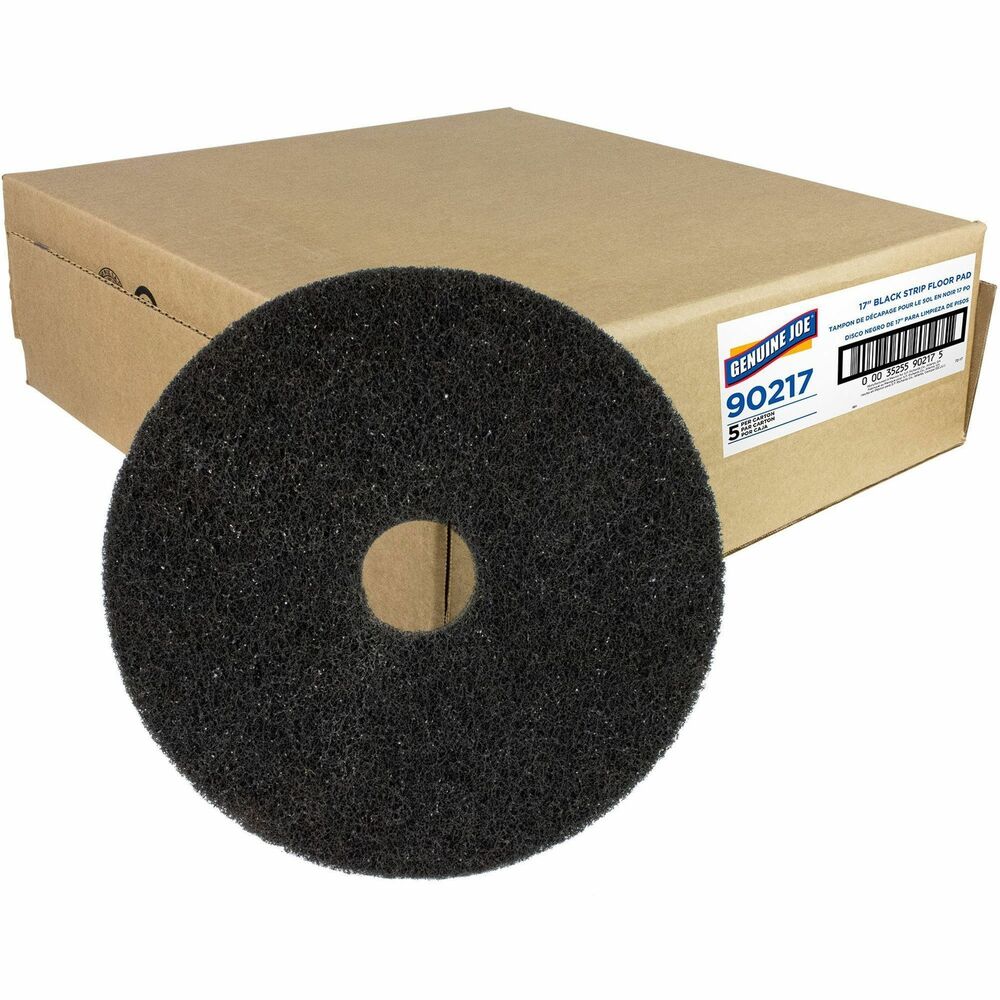 Image of Genuine Joe Floor Pads, f/Heavy-duty Stripping, 17", 5/CT, Black