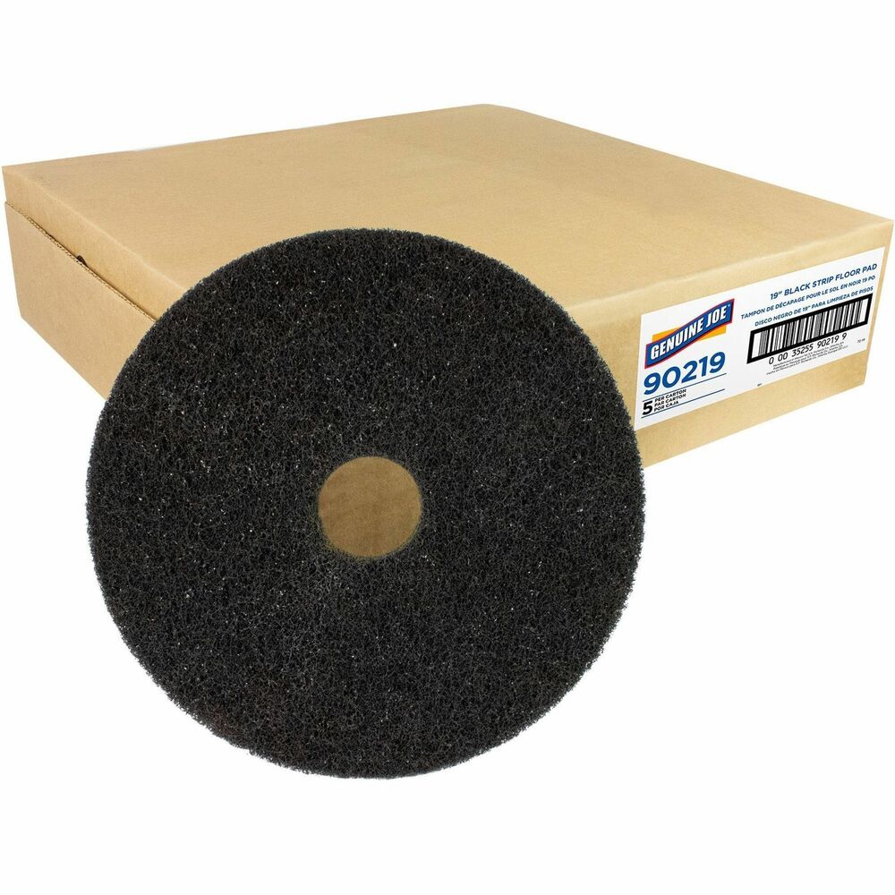 Image of Genuine Joe Floor Pads, f/Heavy-duty Stripping, 19", 5/CT, Black