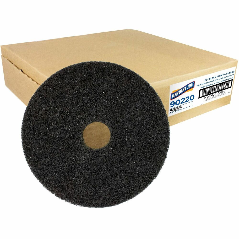 Image of Genuine Joe Floor Pads, f/Heavy-duty Stripping, 20", 5/CT, Black