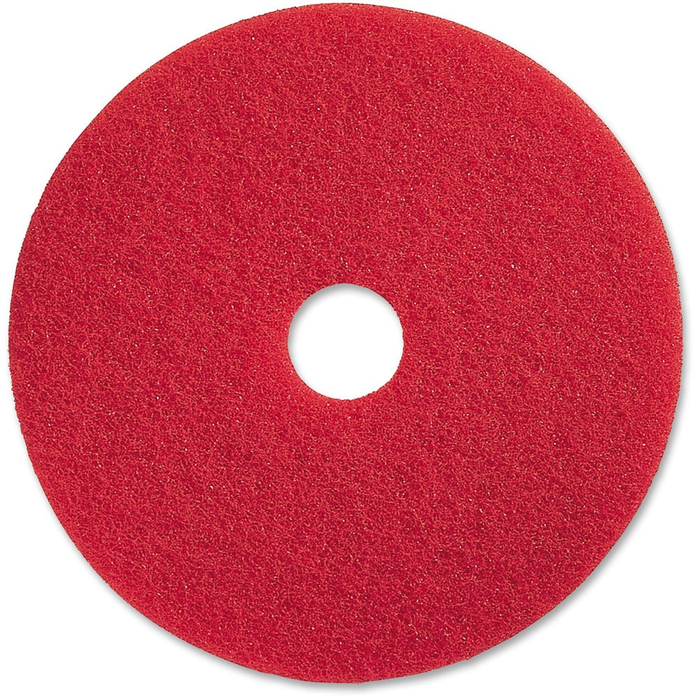 Image of Genuine Joe Floor Pads, f/Spray Buffing, 13", 5/CT, Red