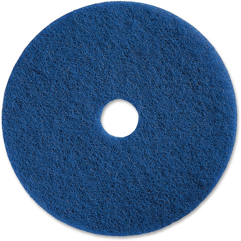 Image of Genuine Joe Floor Pads, f/Medium-duty Scrubbing, 20", 5/CT, Blue