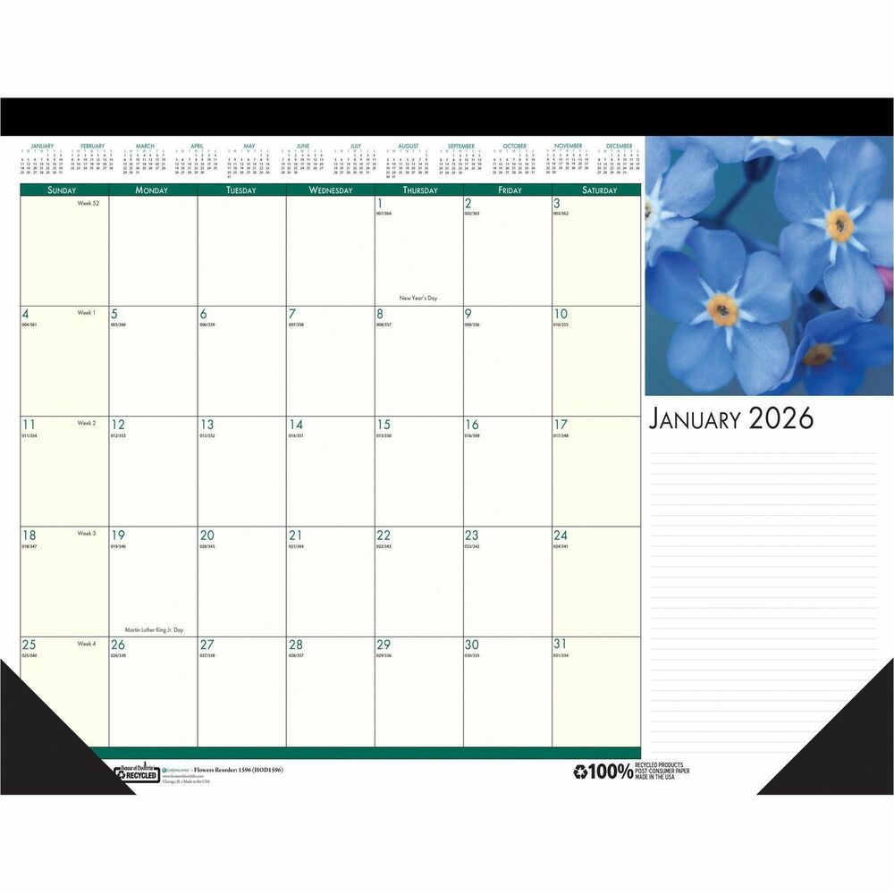 Image of House Of Doolittle Deskpad, Compact, 1PPM, 12Mths Jan/Dec, 18-1/2"x13", FLRL
