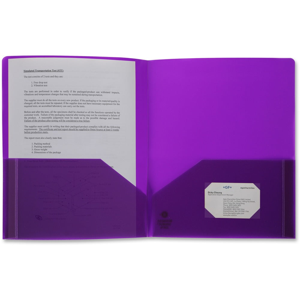 Image of Business Source Poly Portfolio, 2 Pocket, LTR, .3mil, Purple