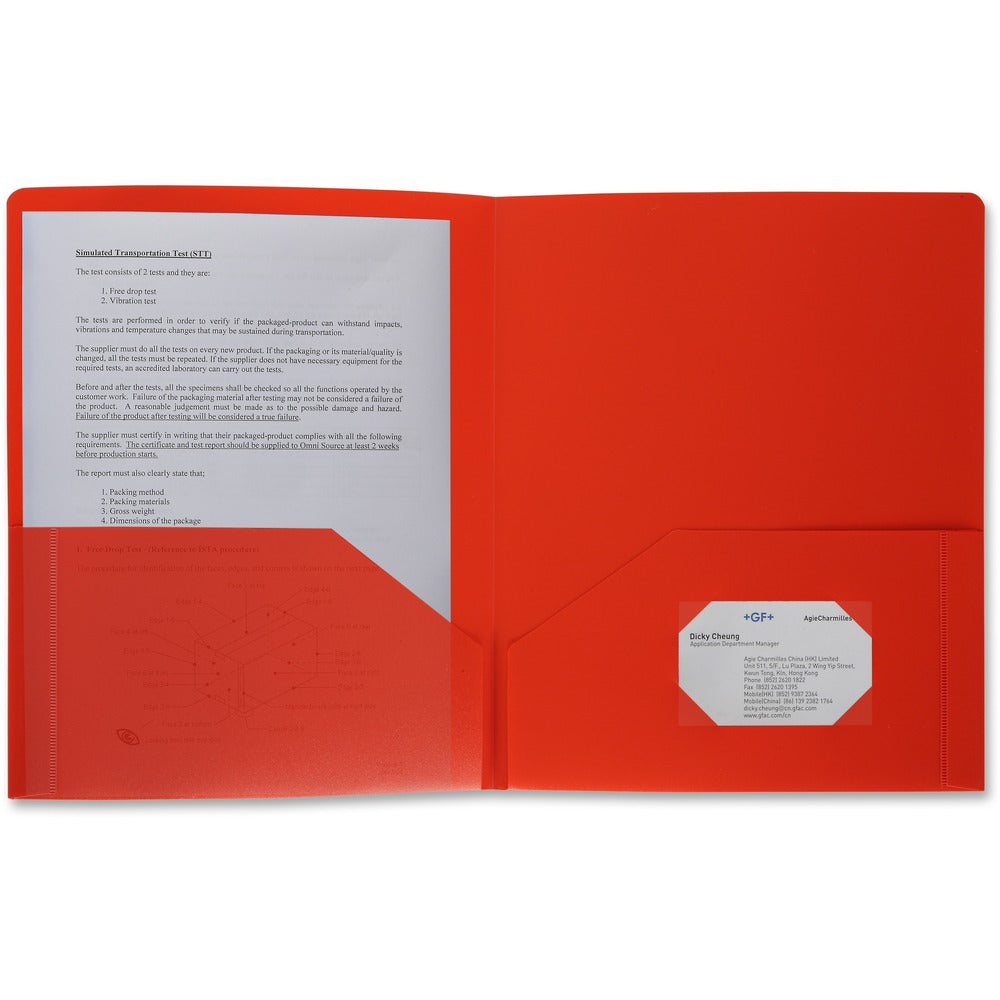 Image of Business Source Poly Portfolio, 2 Pocket, LTR, .3mil, Red