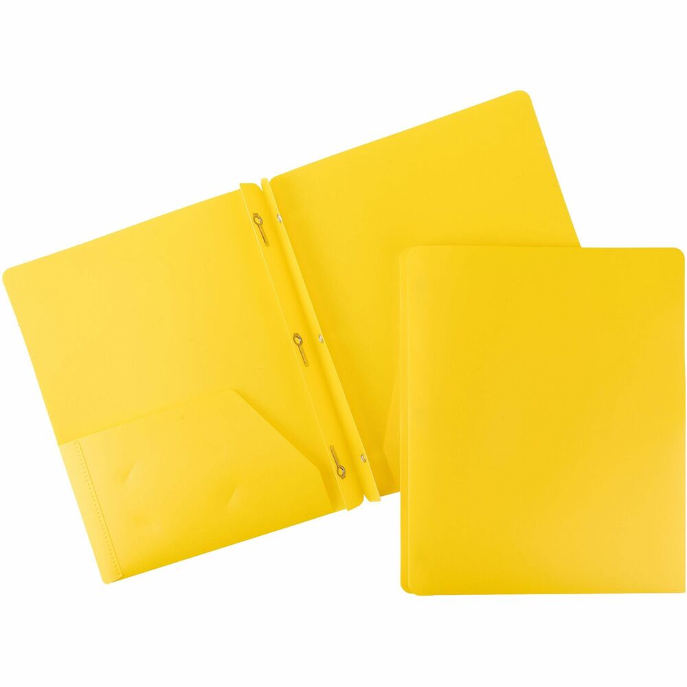 Image of Business Source Poly Portfolio, 3-Prong, 2 Pockets, Letter-size, Yellow