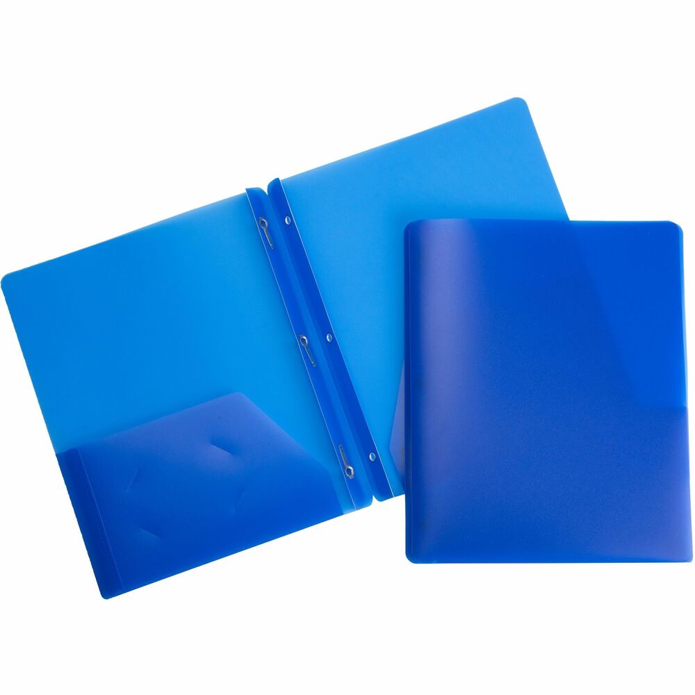 Image of Business Source Poly Portfolio, 3-Prong, 2 Pockets, Letter-size, Blue