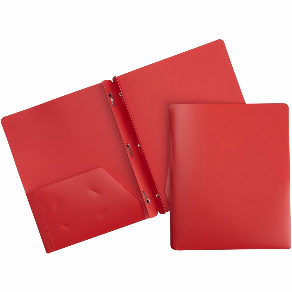 Image of Business Source Poly Portfolio, 3-Prong, 2 Pockets, Letter-size, Red
