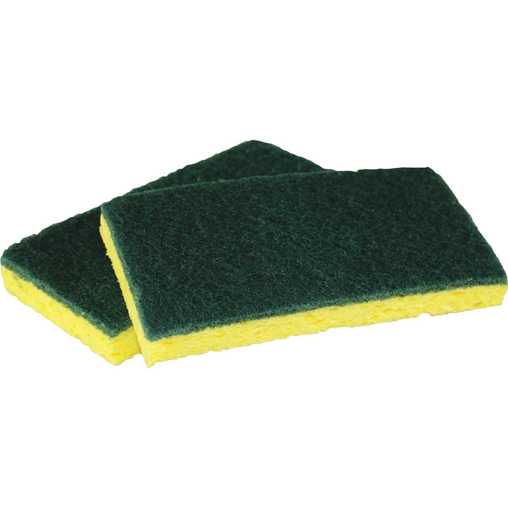 Image of Impact Products Cellulose Scrubber Sponge,3-3/16"Wx6-1/4"Lx7/8"H,5/PK,GN/YW