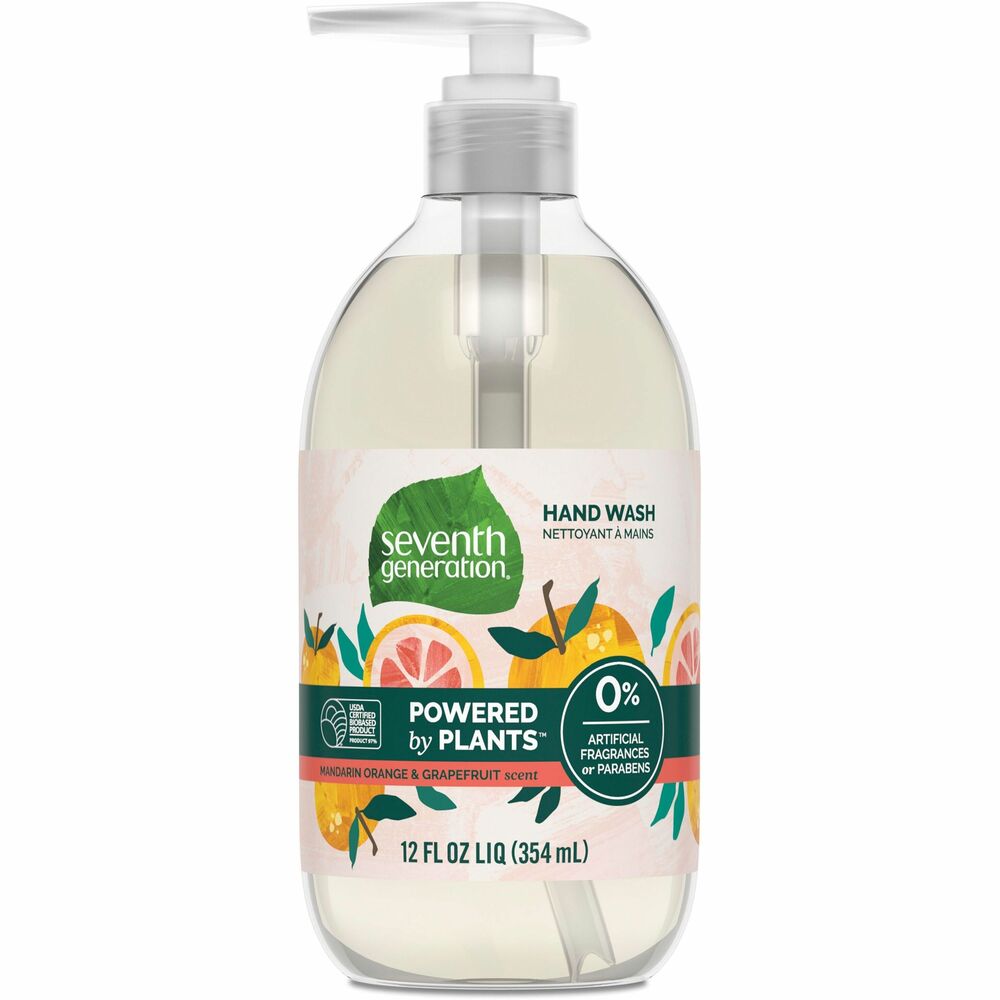 Image of Seventh Generation Handwash, Mandarin Orange/Grapefruit, 12oz Pump, Clear