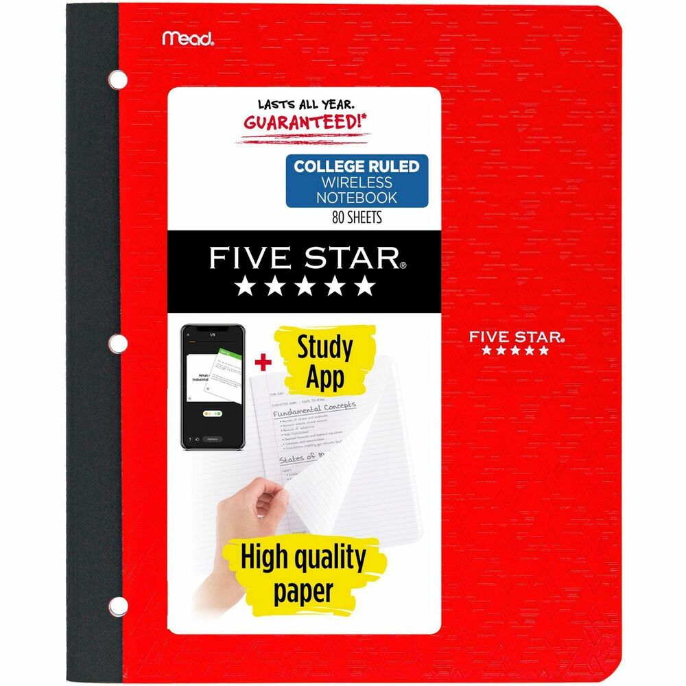 Image of Mead 1-Sub Wireless Notebook w/Pocket, 8-1/2"x11", Col-Rld, Ast