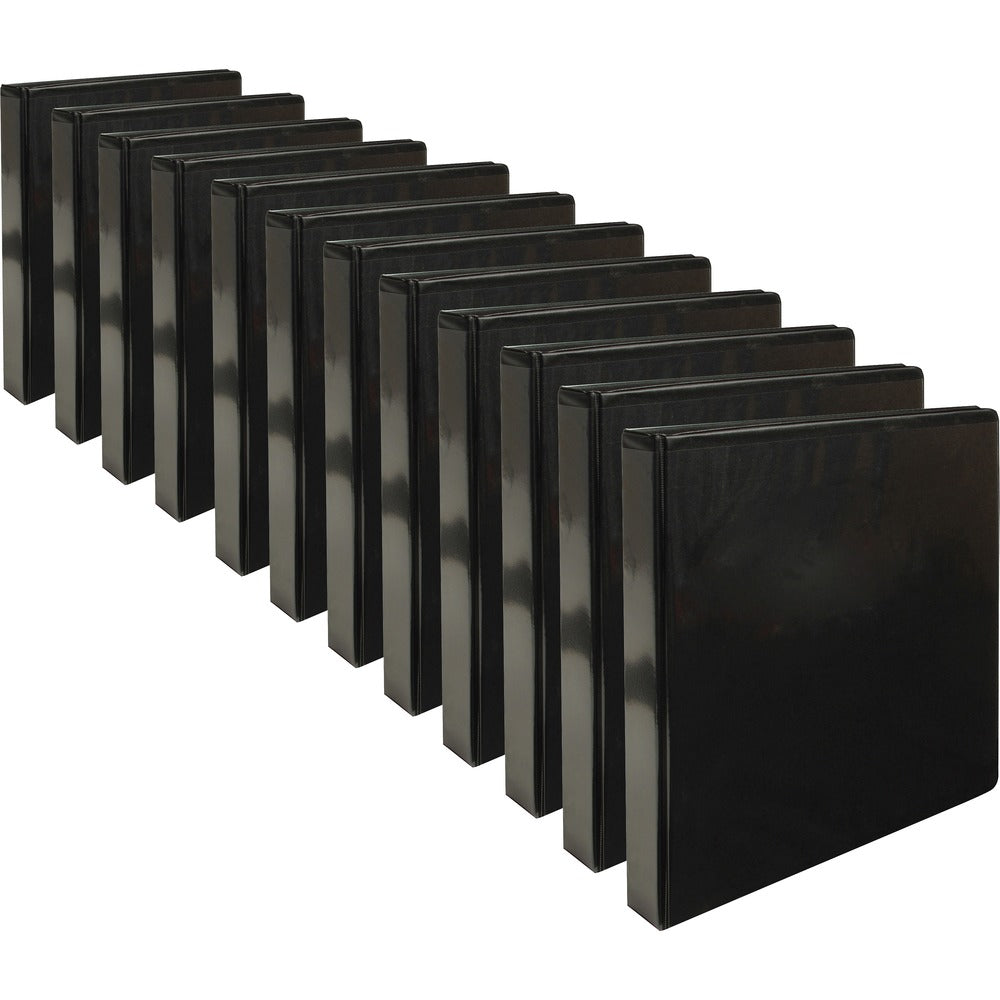 Image of Business Source View Binders, w/ 2 Inside Pockets, 1" Capacity, 12/CT, Black