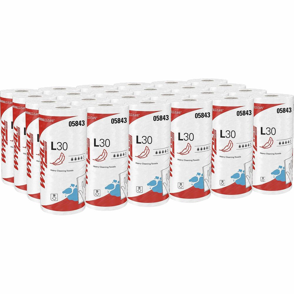 Image of Kimberly-Clark Professional Cleaning Wipe, L30, 70-Sheet, 11"x10-2/5", 24/CT, White