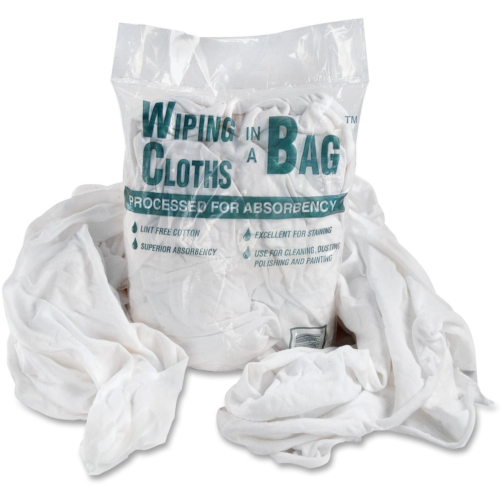 Image of Office Snax Cotton Wiping Cloths, Assorted Sizes, 1lb, 12BG/CT, WE/BE