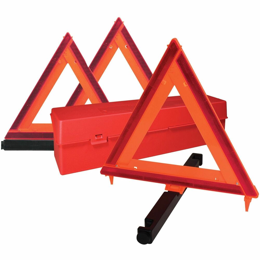 Image of Deflecto Emergency Warning Triangle Kit, w/3 Warnings, Orange/Red
