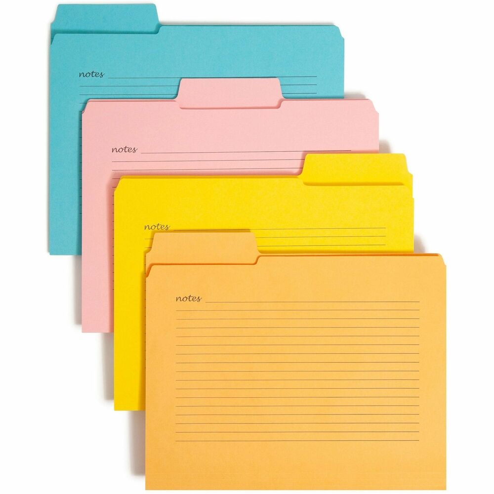 Image of Smead Fastener Folders, Super Tab, Notes, 1/3 Cut, Ltr, 24/PK, Ast