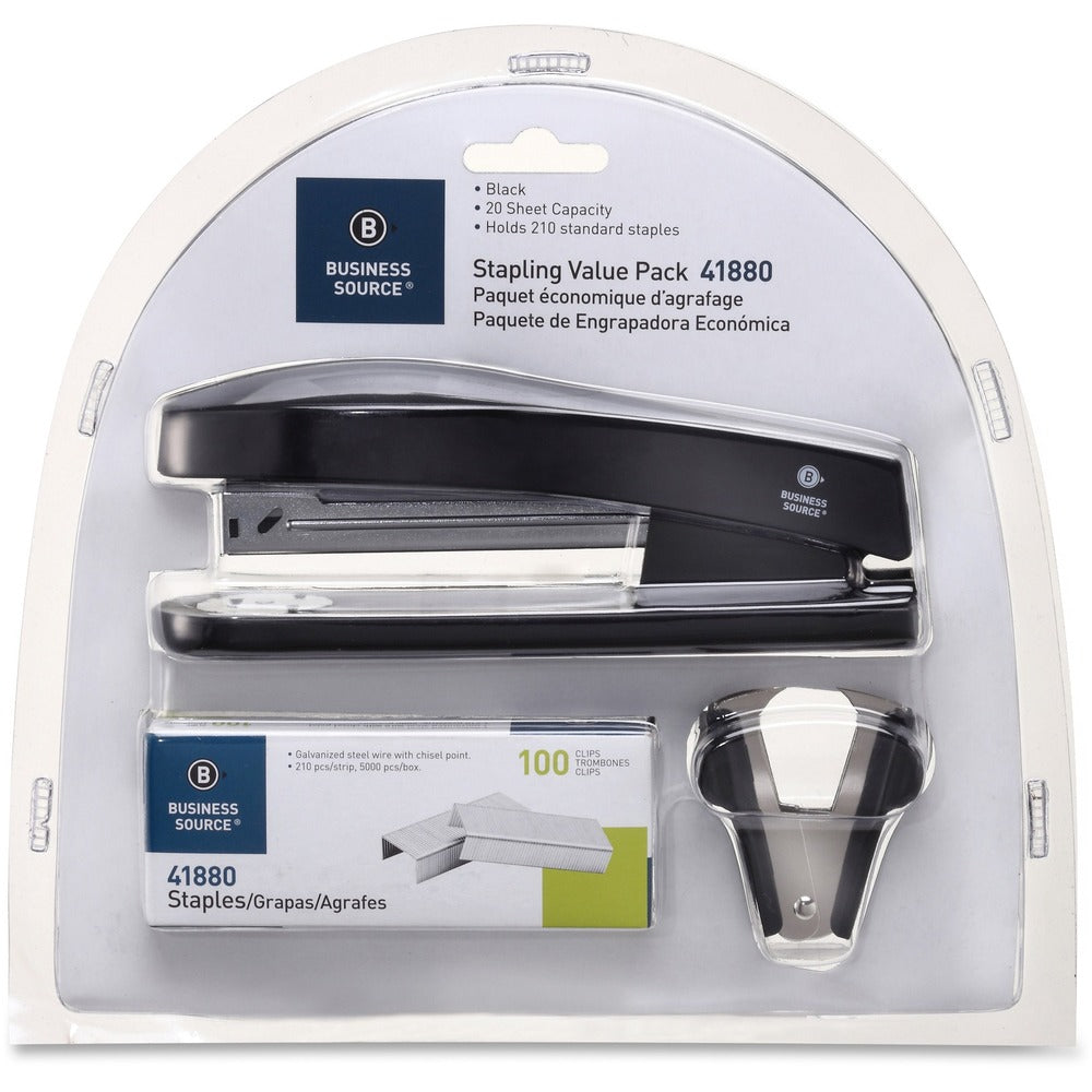 Image of Business Source Stapling Value Pack, 20Sht Cap, 210 Pcs, 3/PK, BK