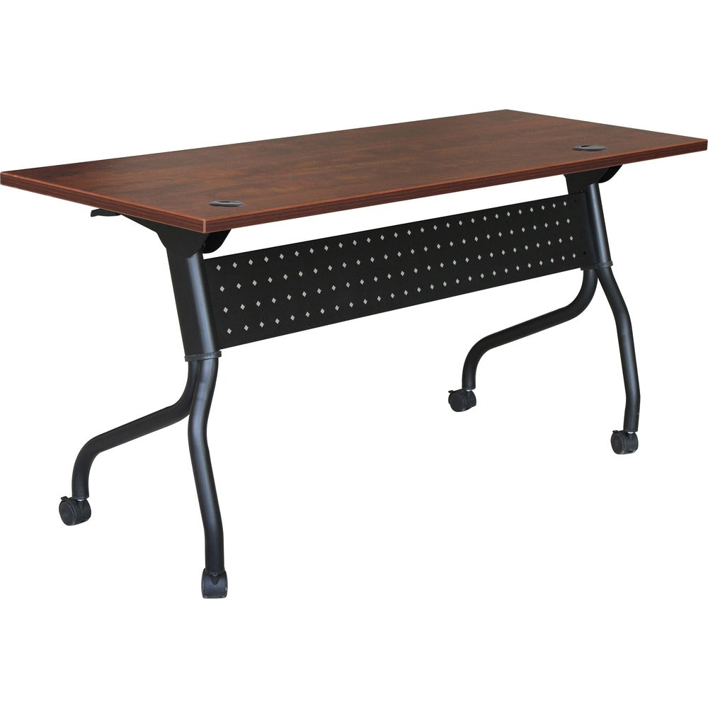 Image of Lorell Training Table, 60"x23-3/5"x29-1/2", Cherry/Black