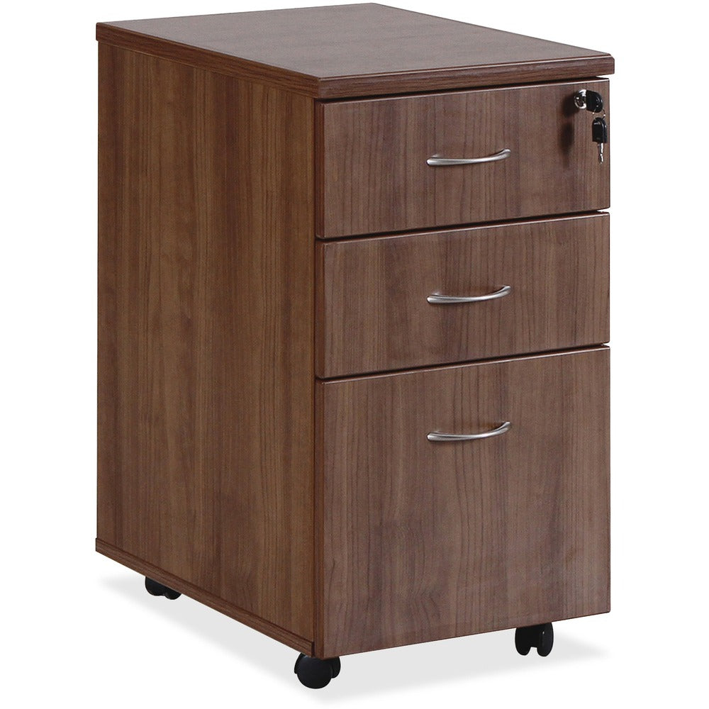 Image of Lorell File Cabinet, Mobile, B/B/F, 16"x22"x28-1/4", Walnut