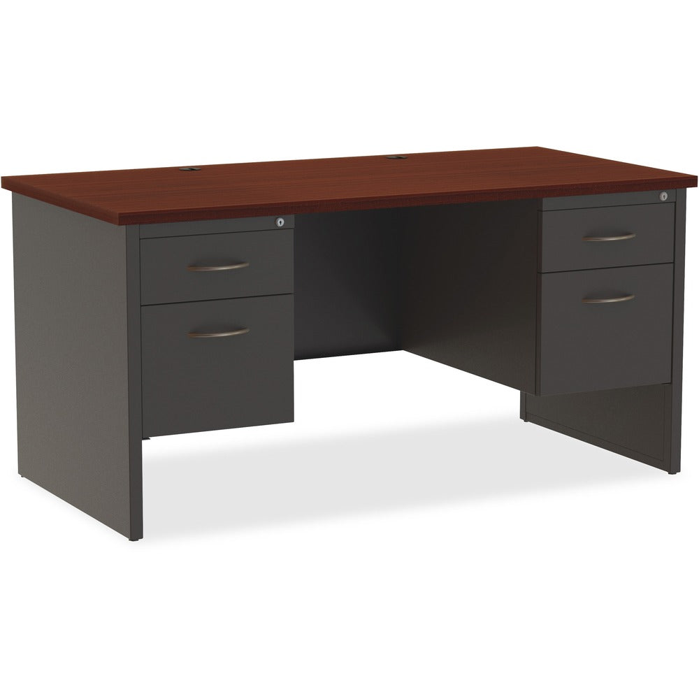 Image of Lorell Double Pedestal Desk, 30"x60", CH/MH