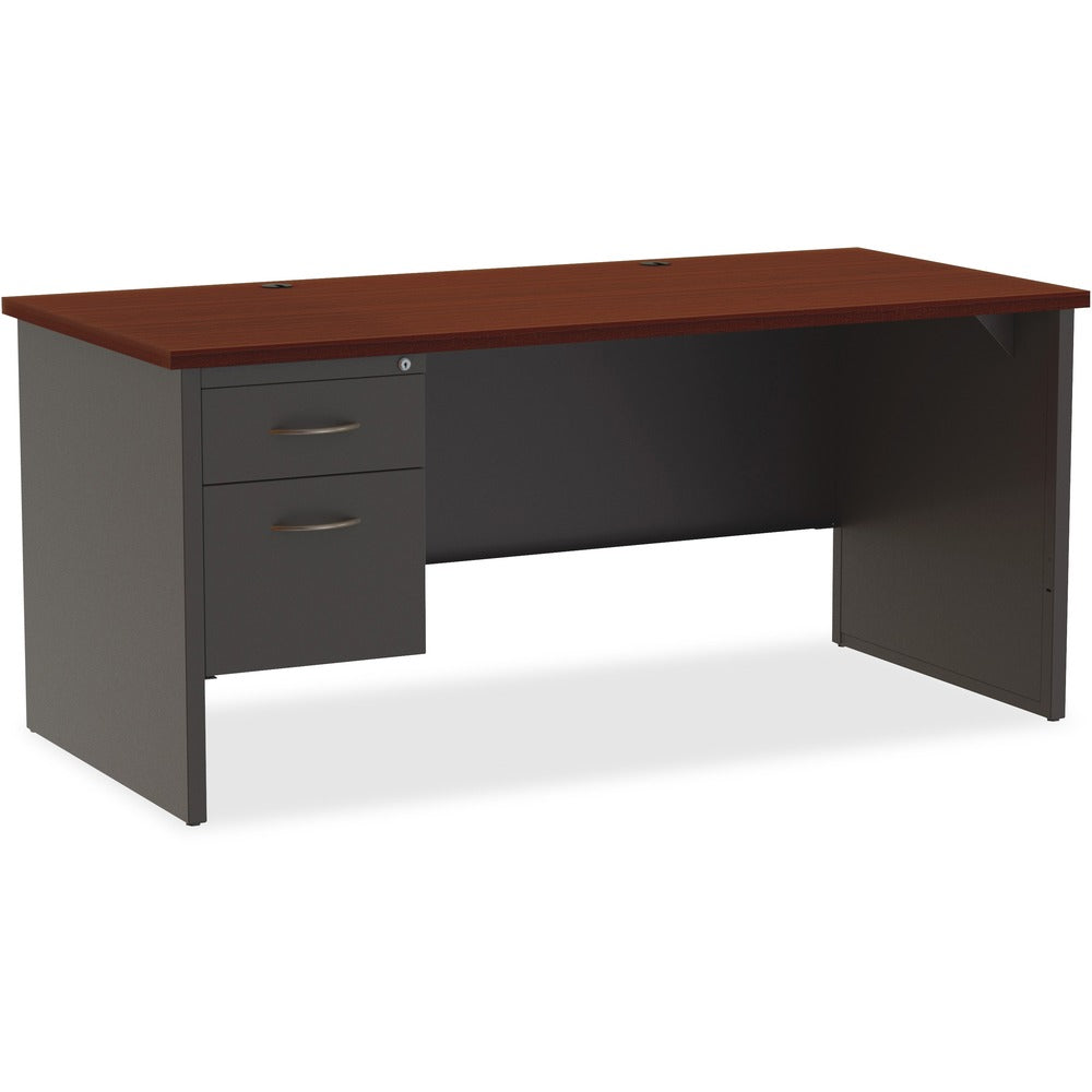 Image of Lorell Left Pedestal Desk, 30"x66", CH/MH