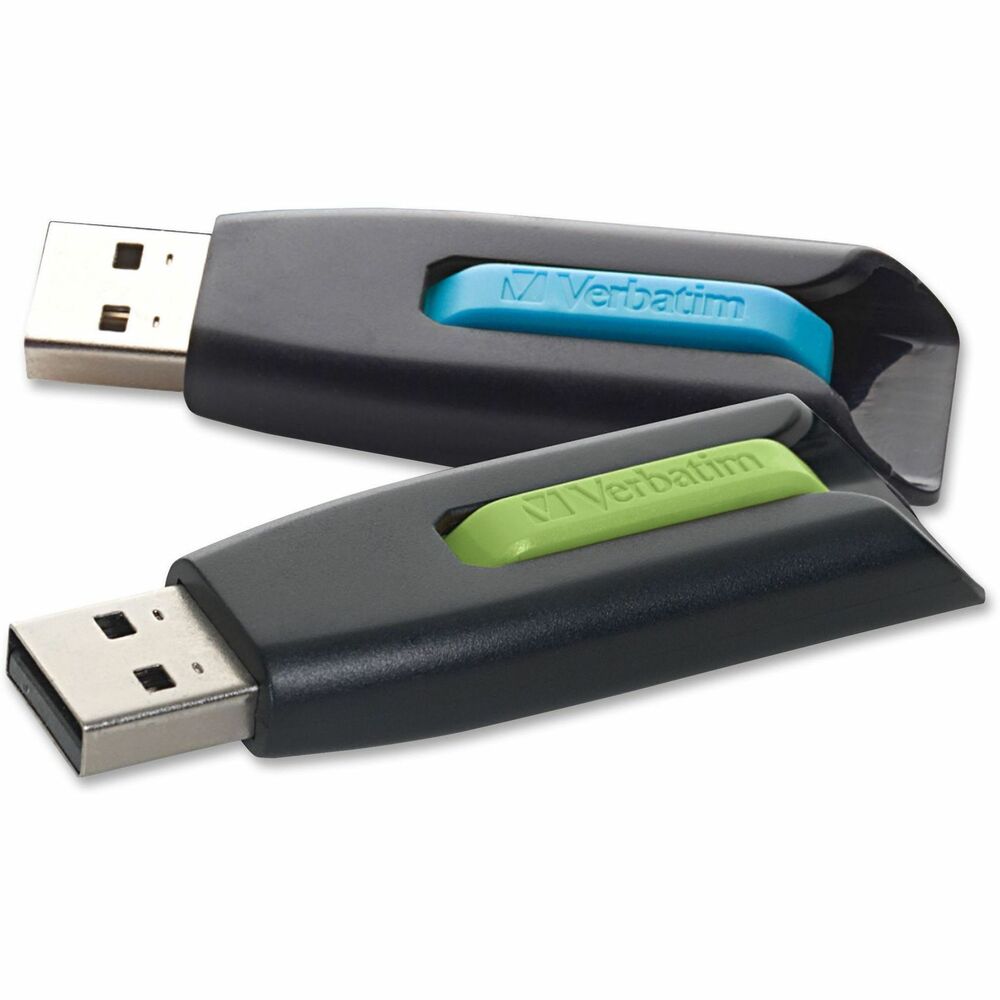 Image of Verbatim Store-N-Go V3 USB Drives, 32GB, 2/PK, BE/GN