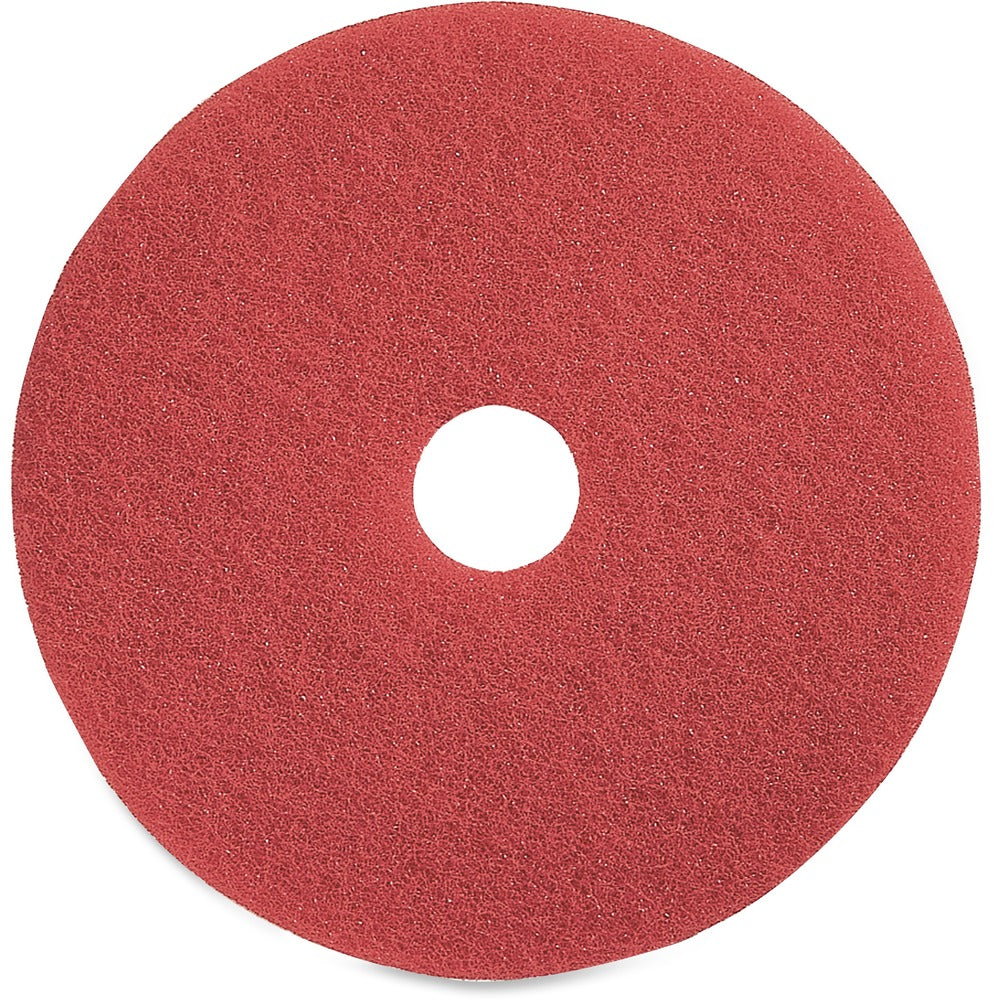 Image of Genuine Joe Floor Pads, f/Spray Buffing, 16", 5/CT, Red