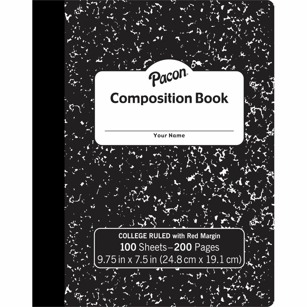 Image of Pacon Composition Book,Rld,Hrd-Cvr,100Shts,9-3/4"x7-1/2",BKME
