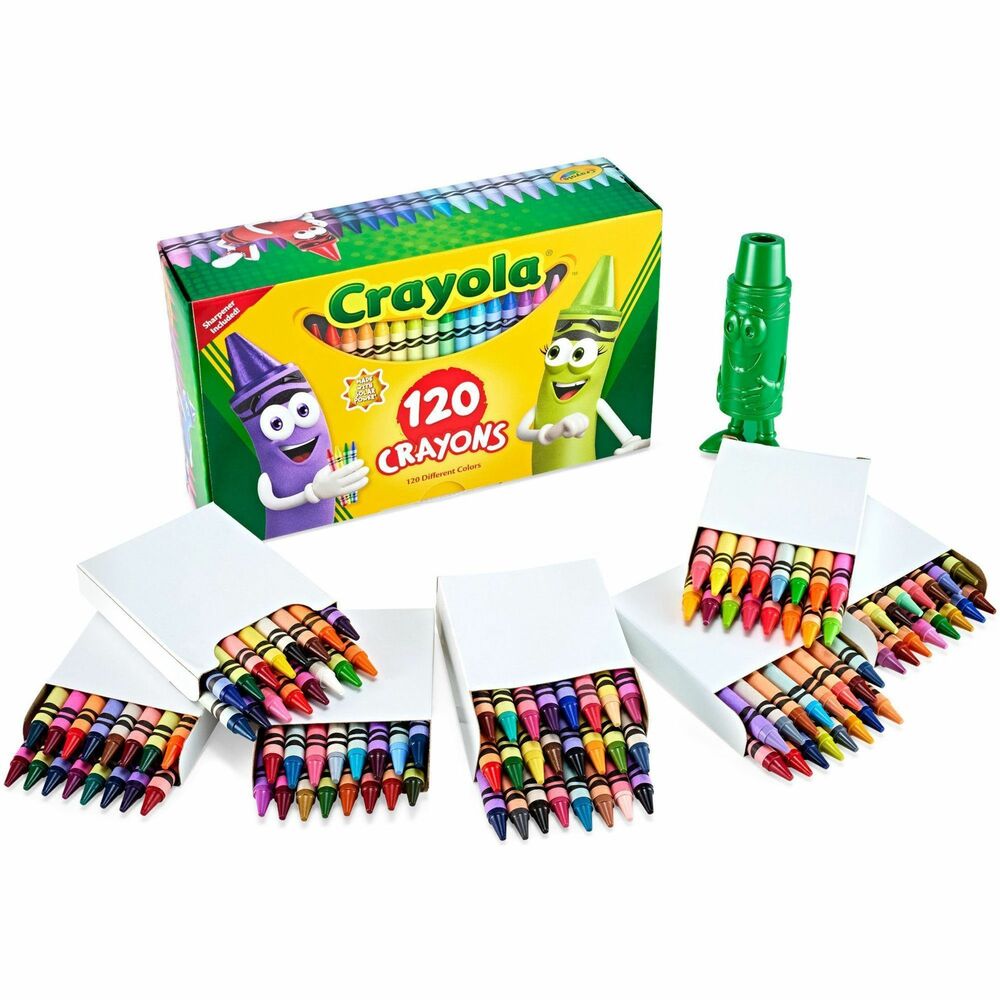 Image of Crayola Crayola Crayons, w/Sharpener, 120/BX, Ast