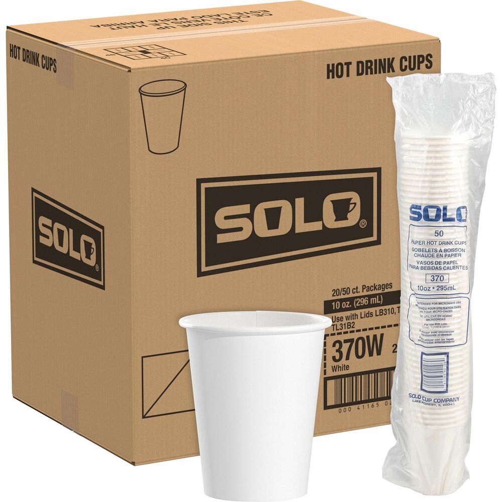 Image of Solo Cup Company Hot Paper Cups, 10oz, 1000/CT, White