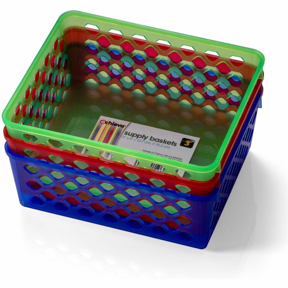 Image of Officemate Supply Baskets, Medium, 5"x6", 3/PK, AST