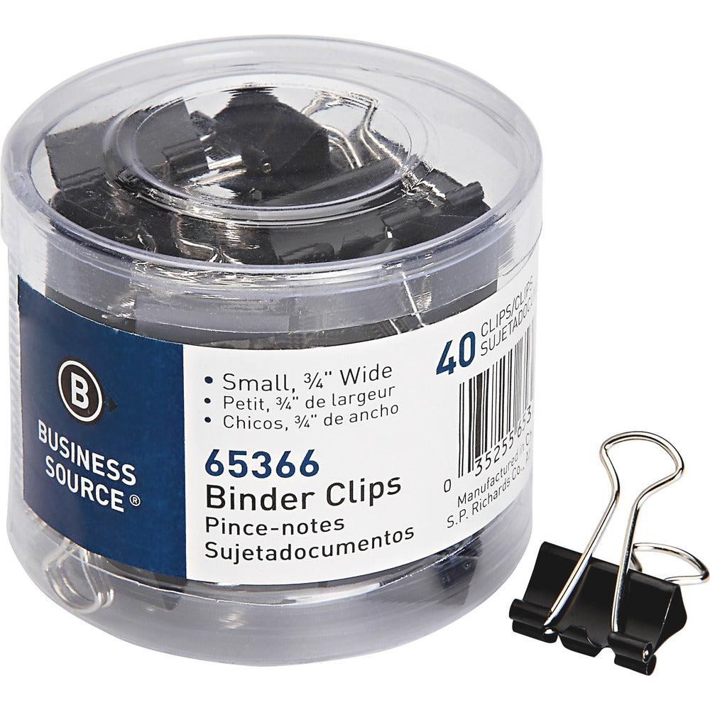 Image of Business Source Binder Clips, Small, 40/PK, Black