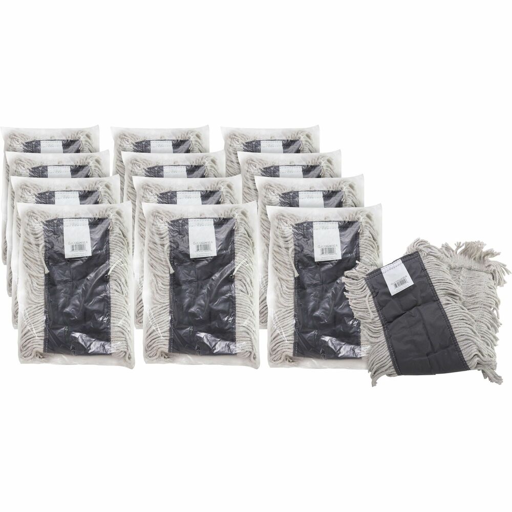 Image of Genuine Joe Dust Mop Refill, Cotton, Disposable, 24"x5", 12/CT, Natural