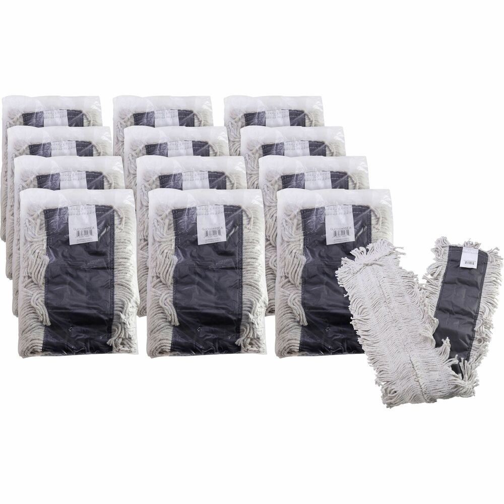 Image of Genuine Joe Dust Mop Refill, Cotton, Disposable, 48"x5", 12/CT, Natural