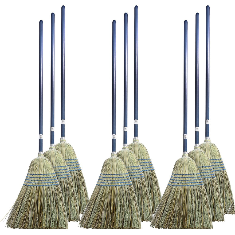 Image of Genuine Joe Broom, Corn/Fiber, 9" to 11" Sweep, 12/CT, Natural