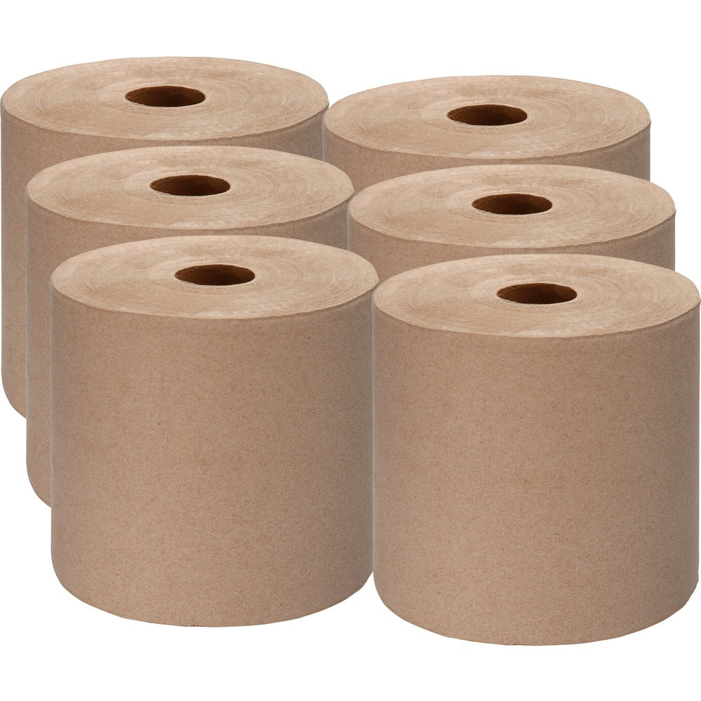 Image of Genuine Joe Hardwound Roll Towels,2"Core,7/7/8"x1000',6RL/CT,Natural