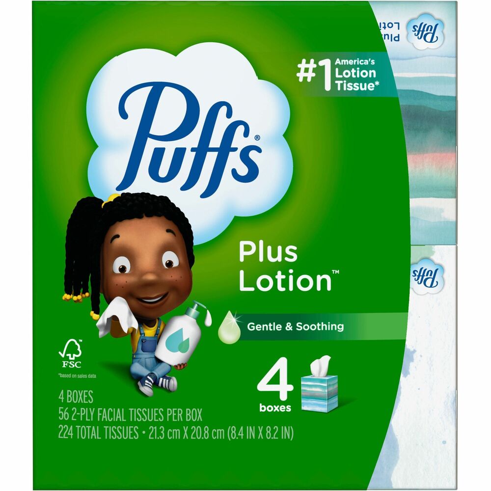 Image of Procter & Gamble Commercial Facial Tissue, Lotion, 2-Ply, 56-Sheet, 4BX/PK, Multi