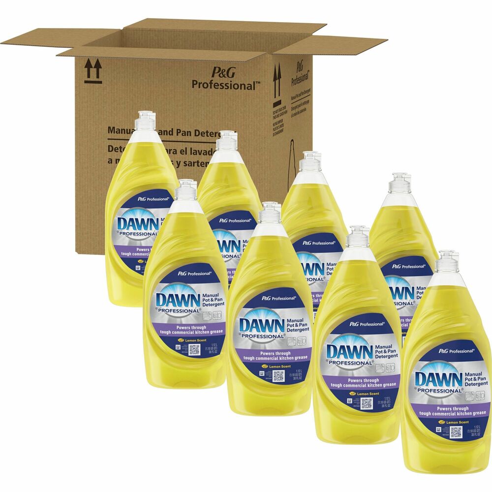 Image of Procter & Gamble Commercial Detergent, f/Pot/Pan, Dish Liquid, Lemon, 38oz., 8BT/CT, YW