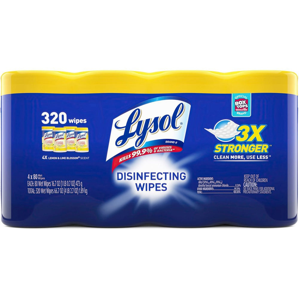 Image of Reckitt Benckiser Disinfecting Wipes, 80/Canister, 4/PK, White