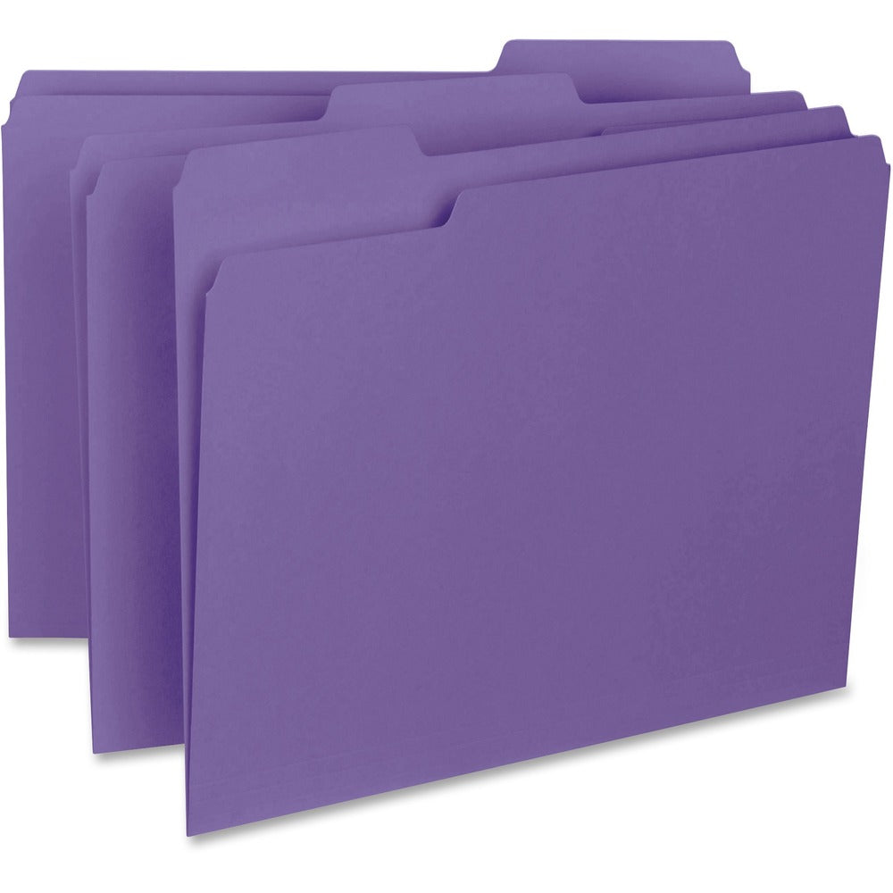 Image of Business Source File Folder, Interior, Ltr, 1/3" Cut, 100/BX, Purple