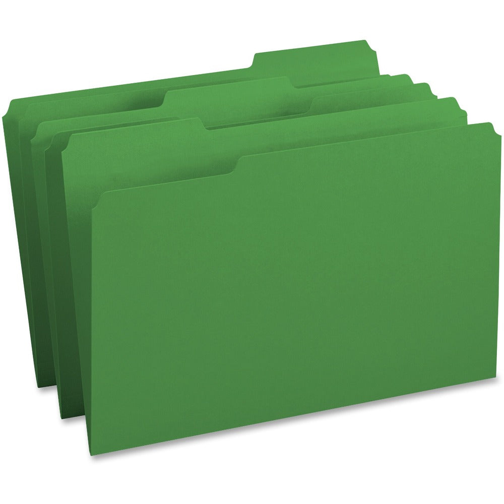 Image of Business Source File Folders,1/3-Cut Tabs, Legal-size, 100/BX, GN