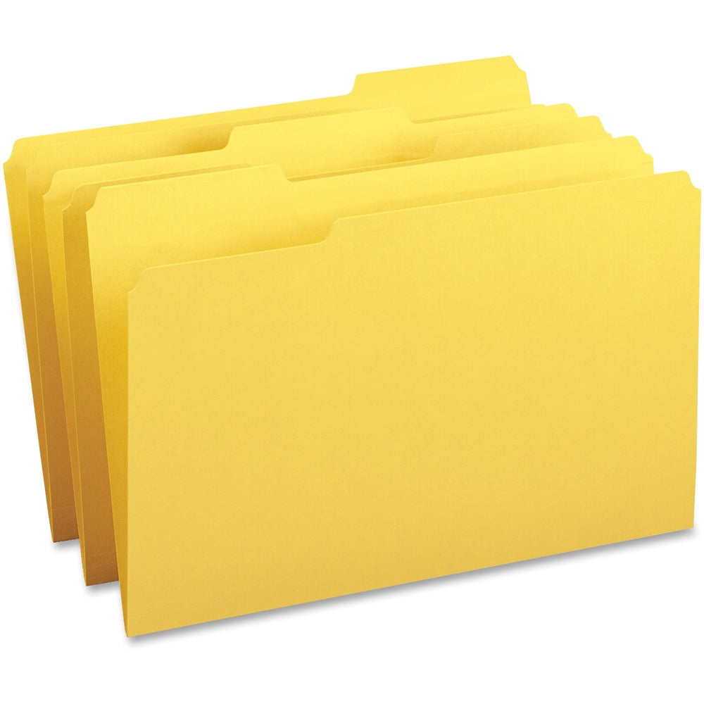 Image of Business Source File Folders,1/3-Cut Tabs, Legal-size, 100/BX, YW