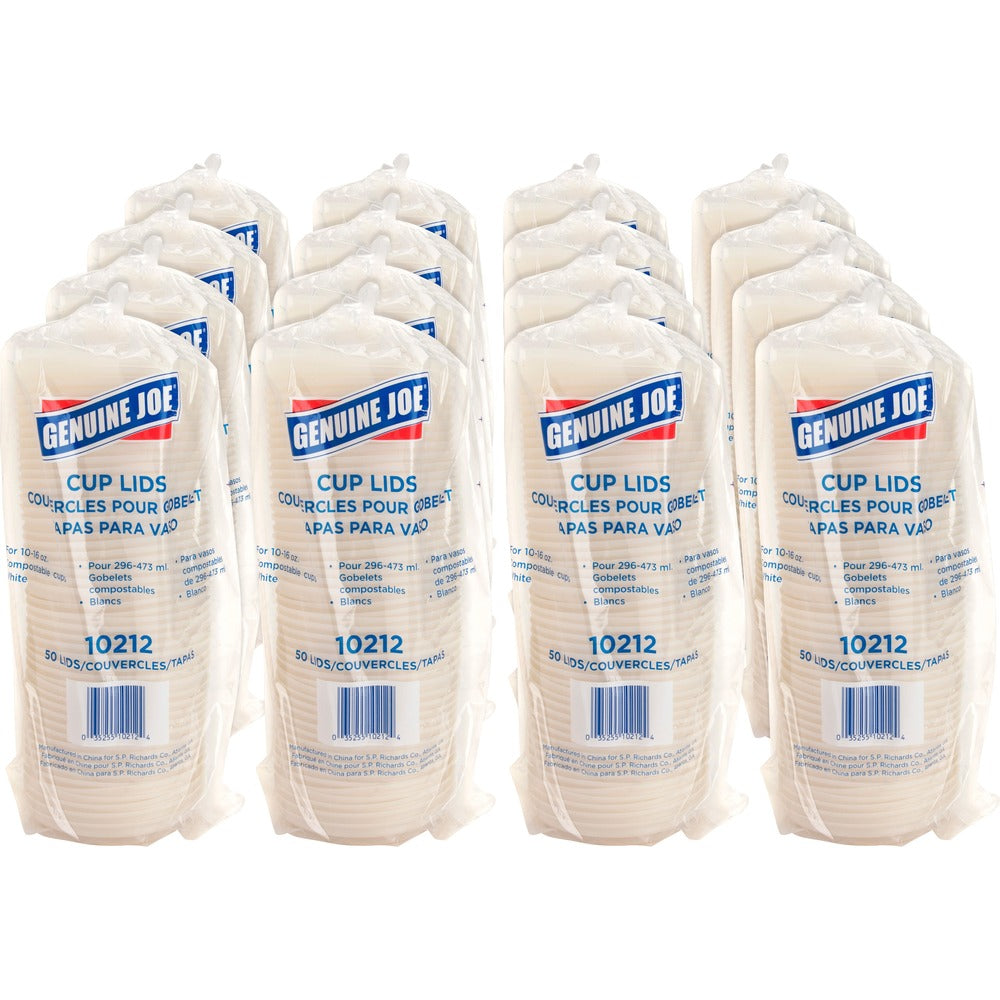Image of Genuine Joe Lids, f/10-16oz Hot Cups, 50/PK, 20/CT, White