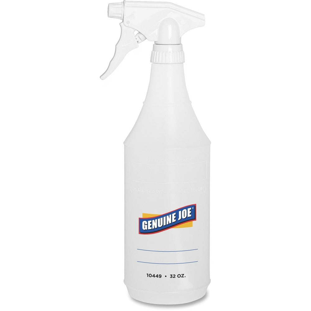 Image of Genuine Joe Plastic Spray Bottle,w/Trigger,Adj,32oz,1 Pair,24PK/CT,CL