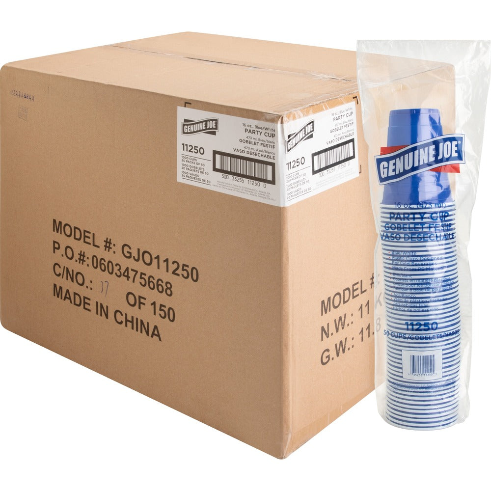 Image of Genuine Joe Party Cups, 16oz, 50PK, 20PK/CT, Blue