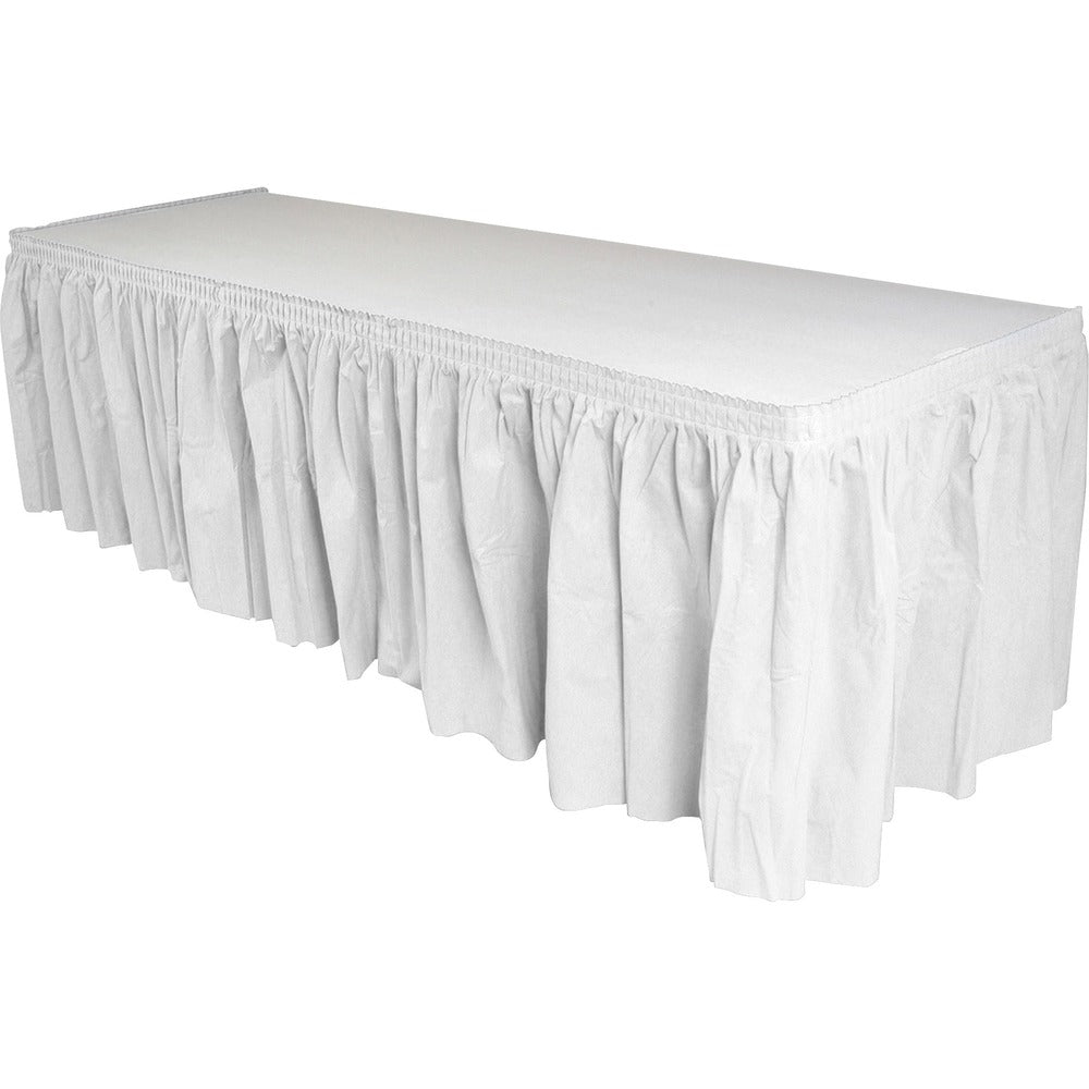 Image of Genuine Joe Table Skirting, Pleated Polyester, 29"x14 ft., 6/CT, White