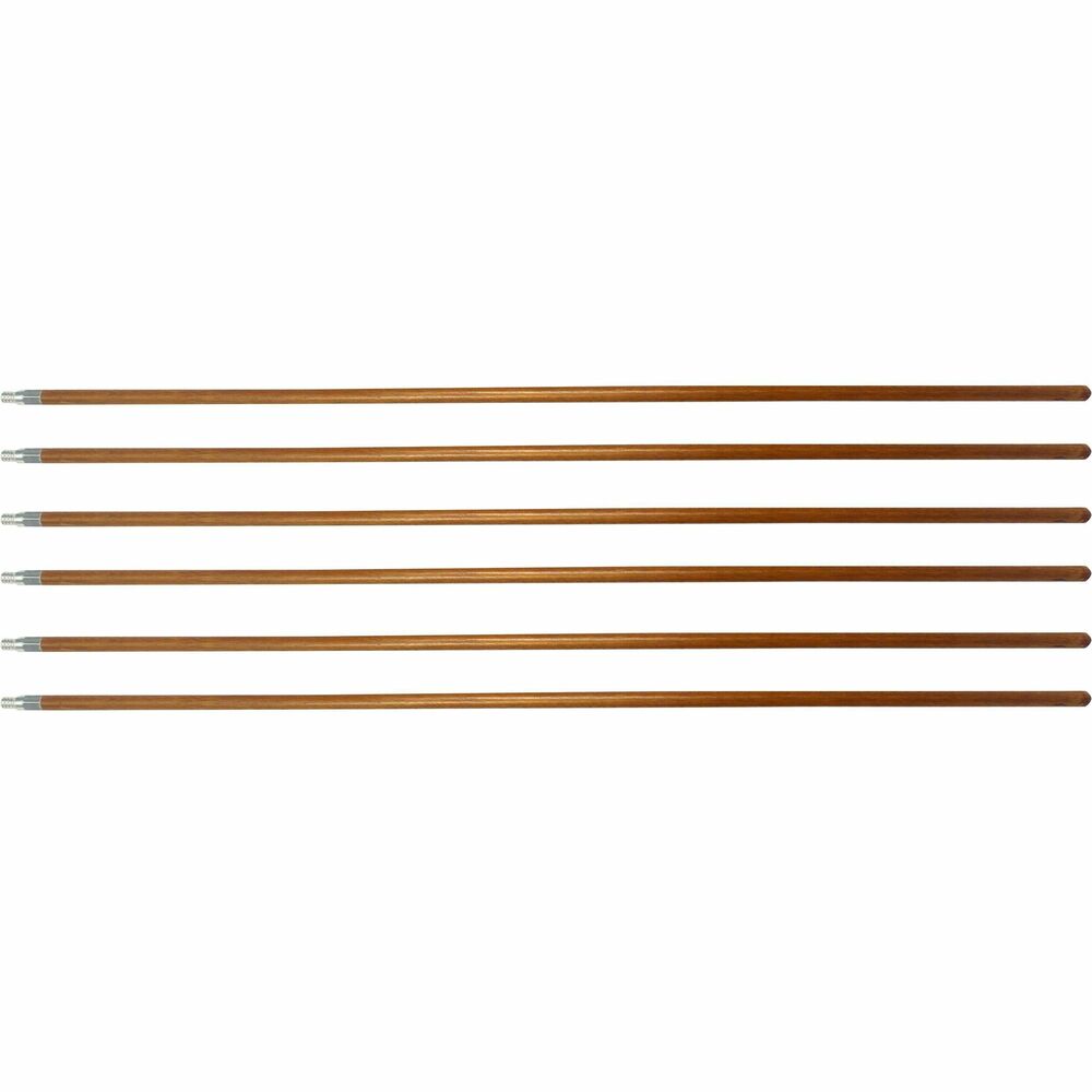 Image of Genuine Joe Floor Brush Metal Tip Handle, 6/CT, Natural