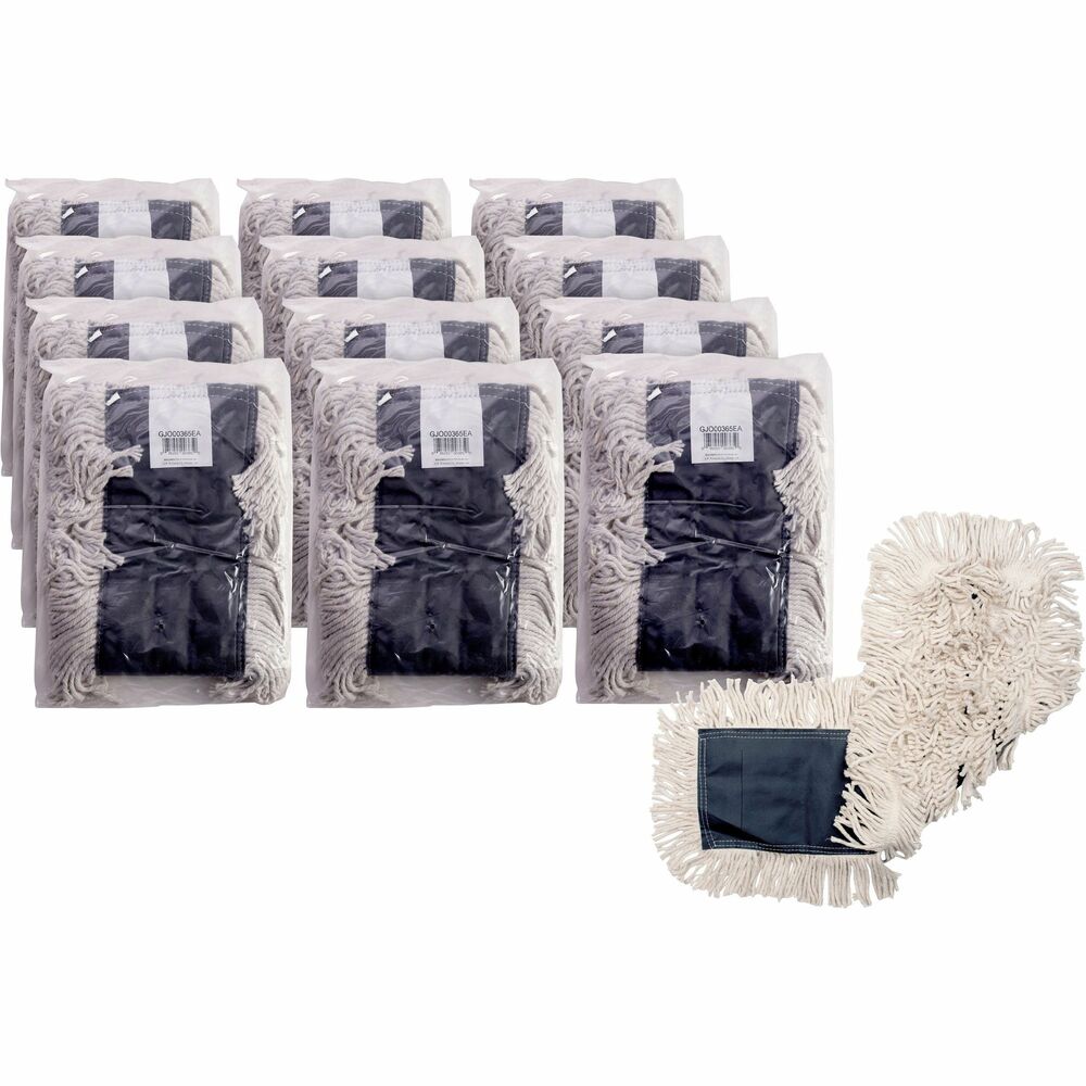 Image of Genuine Joe Dust Mop Refill, Cotton, Disposable, 36"x5", 12/CT, Natural