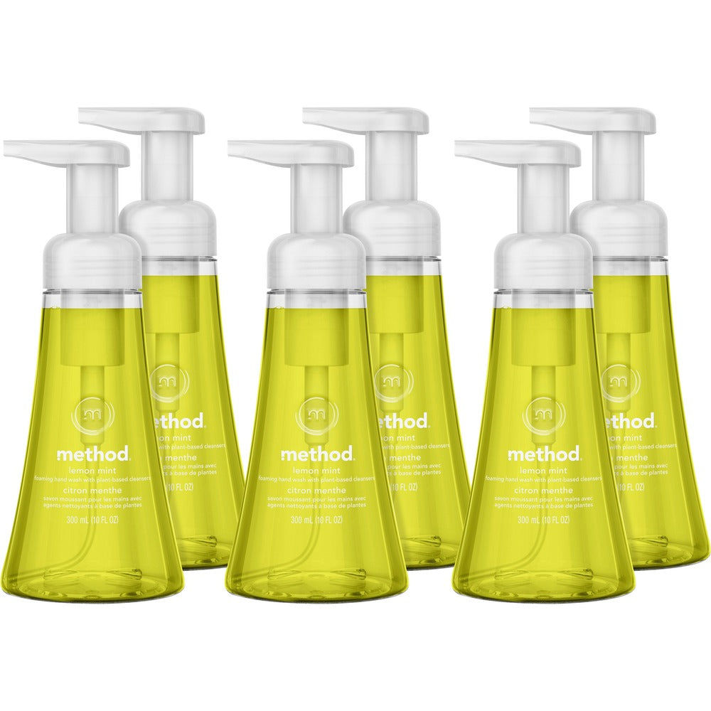 Image of Method Products Handwash, Foaming, Lemon Mint, 10oz Pump, 6/CT, Yellow