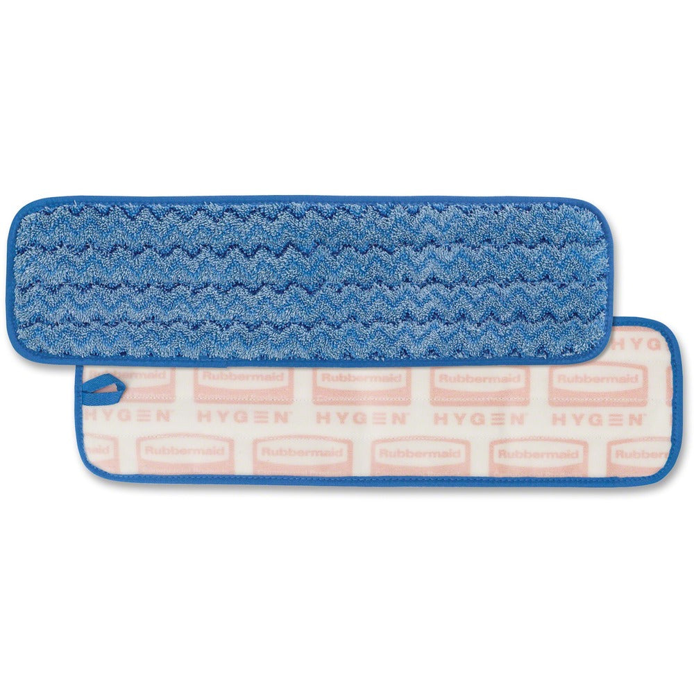 Image of Rubbermaid Commercial Products Wet Pad, Microfiber, Hygen, ZigZag, 18", 12/CT, Blue