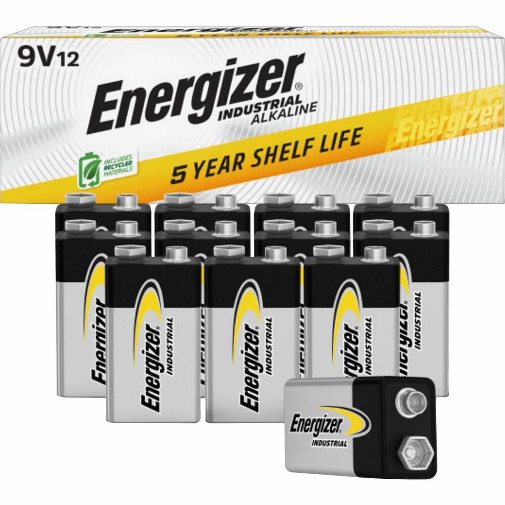 Image of Eveready Battery Co Inc Energizer Industrial Alkaline Battery, 9 Volt, 72/CT